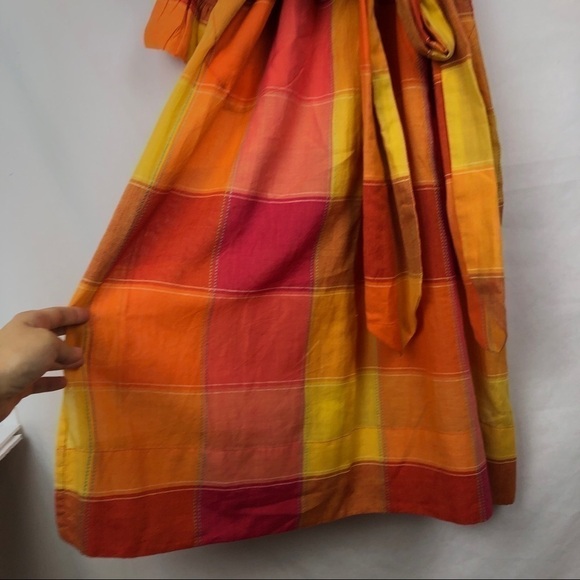 Belize orange yellow plaid boho dress - Picture 5 of 10